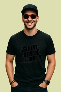 Tricou Squat Bench Deadlift Text Simplu, Copii | Dama | Barbat, culoare negru - Img 2