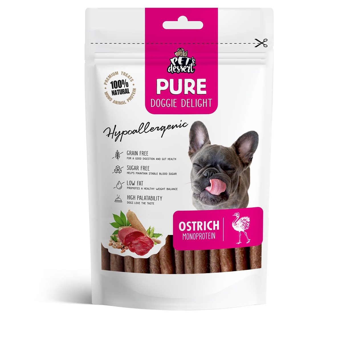 Pet&#039;s Dessert Pure Monoprotein Dogs, 80 grame