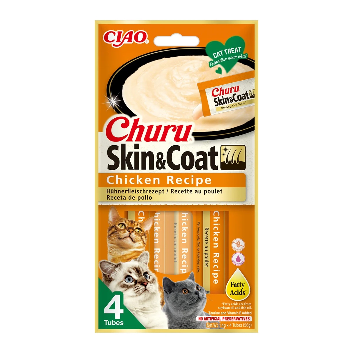 Churu Skin & Coat Pisica, 4x14 grame