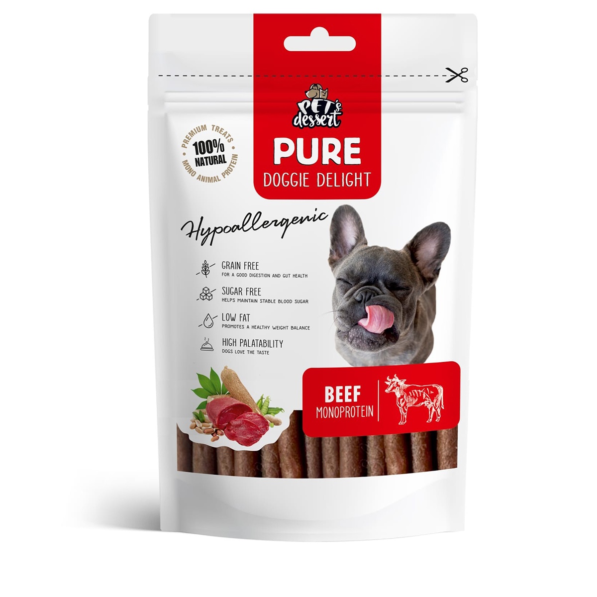 Pet&#039;s Dessert Pure Monoprotein Dogs, 80 grame