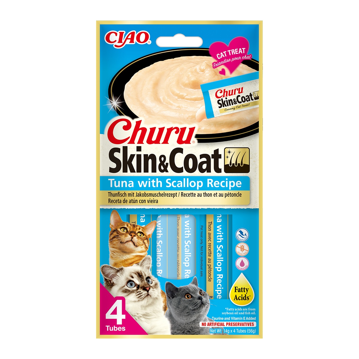 Churu Skin & Coat Pisica, 4x14 grame