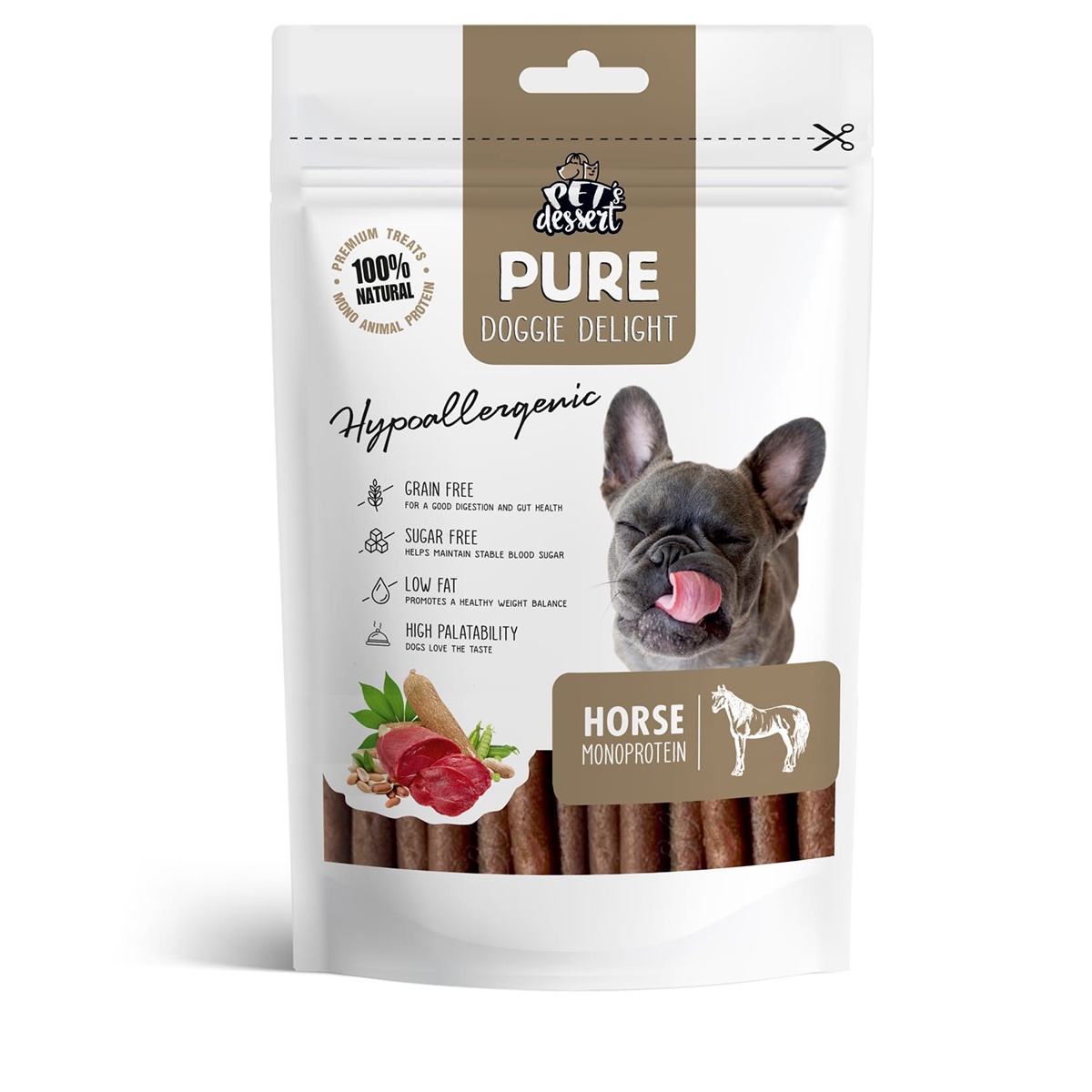 Pet&#039;s Dessert Pure Monoprotein Dogs, 80 grame