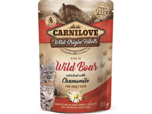 Carnilove Cat Plic Wild Boar & Chamomile, 85 grame