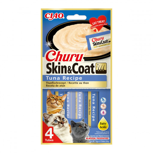 Churu Skin & Coat Pisica cu Ton, 4x14 grame