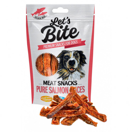 Brite Let's Bite Meat Snacks Pure Salmon Slices, 80 grame