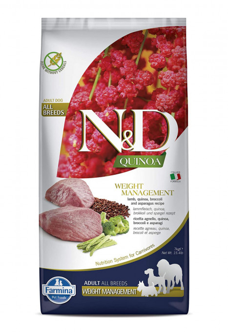 N&D Dog Adult All Breeds Weight Management Quinoa, Lamb & Broccoli, 7 kg