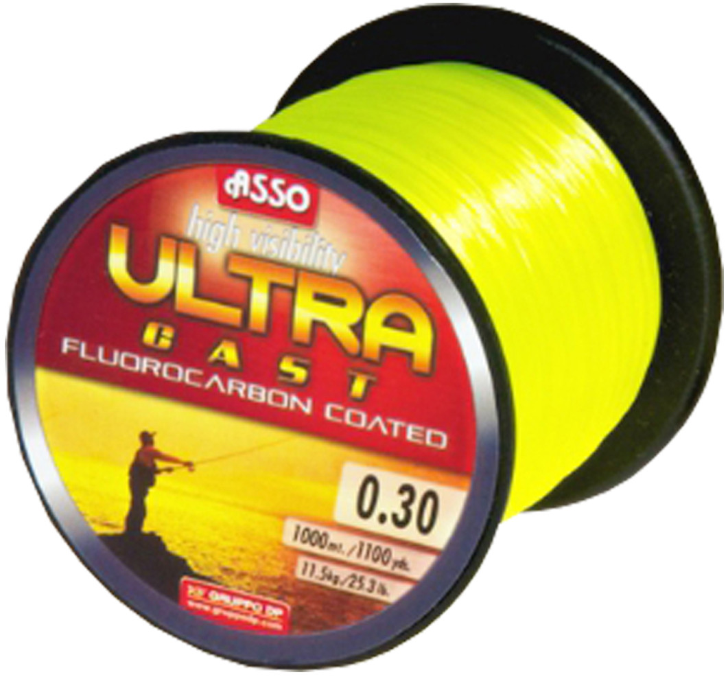 ASSO ULTRA CAST Fluorocarbon Coated Fishing Line - 300M Spool - ORANGE -  330YDS