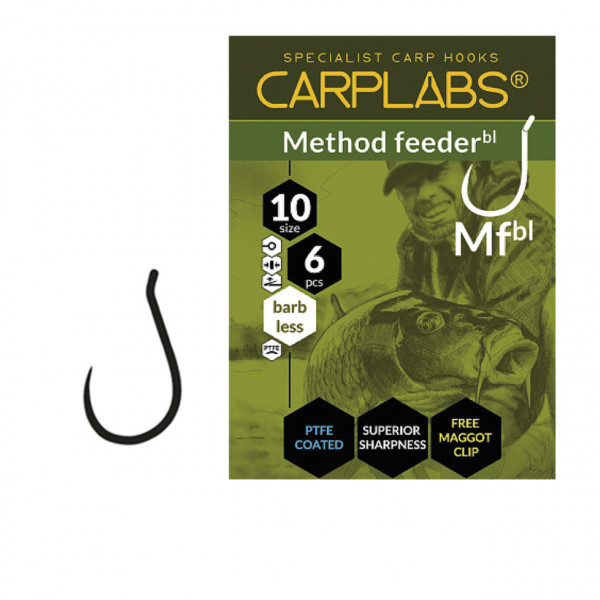 Carlig Konger Carplabs® Method Feeder Barbless No.16 Titanium Grey Ringed 6buc