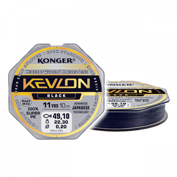 Fir Textil Konger Rigging Line Kevlon X4 0.16mm 15.9kg 10m Black