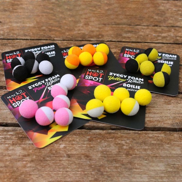Boilies Artificial Mack2 Ziggy Foam Boilie Two Tone Galben-Negru 6buc