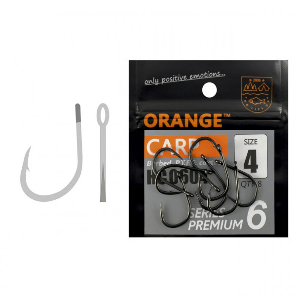Carlig Orange no.8 Carp PTFE Coated Series Premium 6 8buc