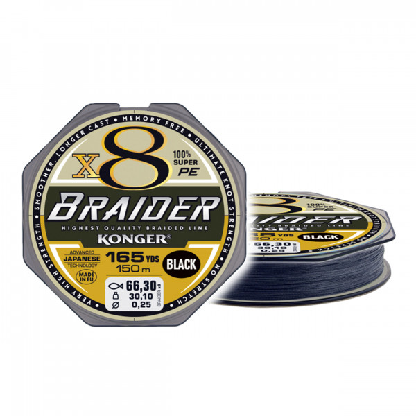 Fir Textil Konger Braider X8 0.14mm 17.5kg 150m Black