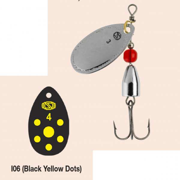 Rotativa 2 5gr Swimy Inline Spinner I01 Black Yellow Dots