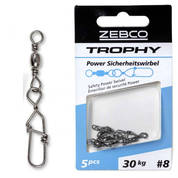 Vartej Agrafa Zebco No.8 30kg 40mm Trophy Safety Power Swivel