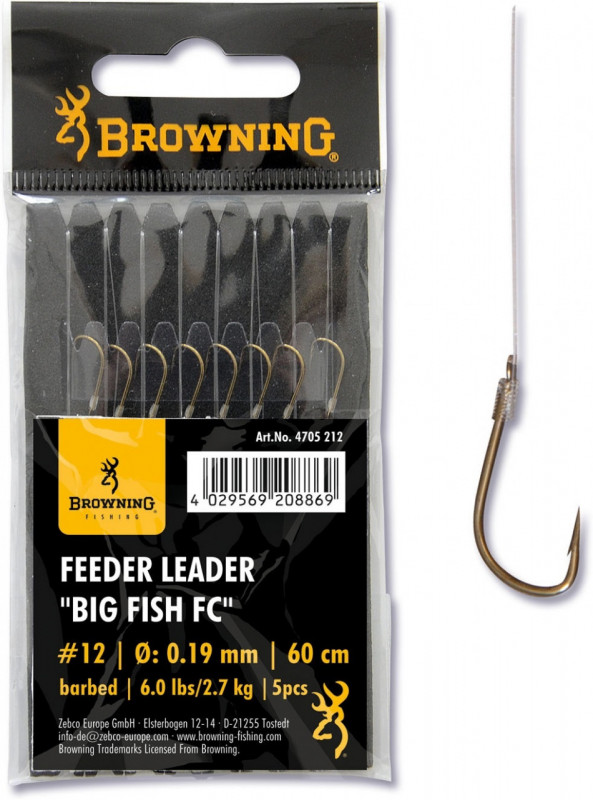 Carlige Legate Browning No.16 60cm 0.14mm Feeder Leader Big Fish FC