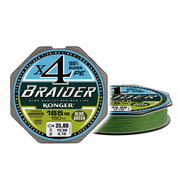 Fir Textil Konger Braider X4 0.10mm 9.8kg 150m Olive Green