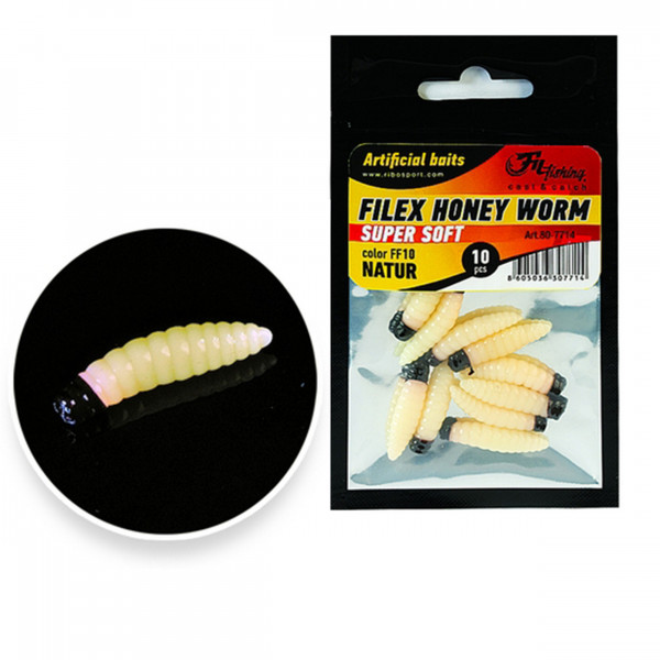 Viermi Artificiali Filex Honey Worm FF 10 Natur 25mm 10buc