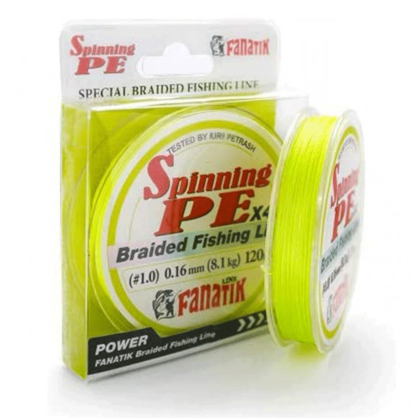 Fir Fanatik Spinning PE X4 0.12mm 5.40kg 120m Braided Chartreuse