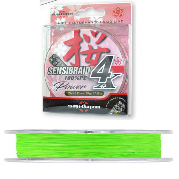 Fir Sakura Sensibraid 4X 0.14mm 10kg 150m Chartreuse