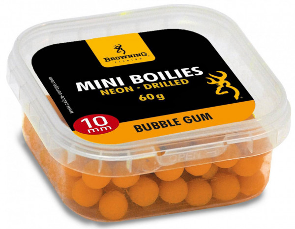 Mini Boilies Browning Neon Pre-drilled Orange Bubble Gum 10mm