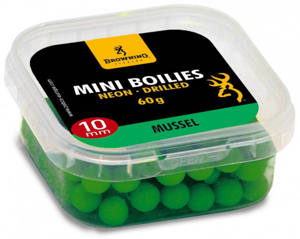 Mini Boilies Browning Neon Pre-drilled Green Mussel 10mm
