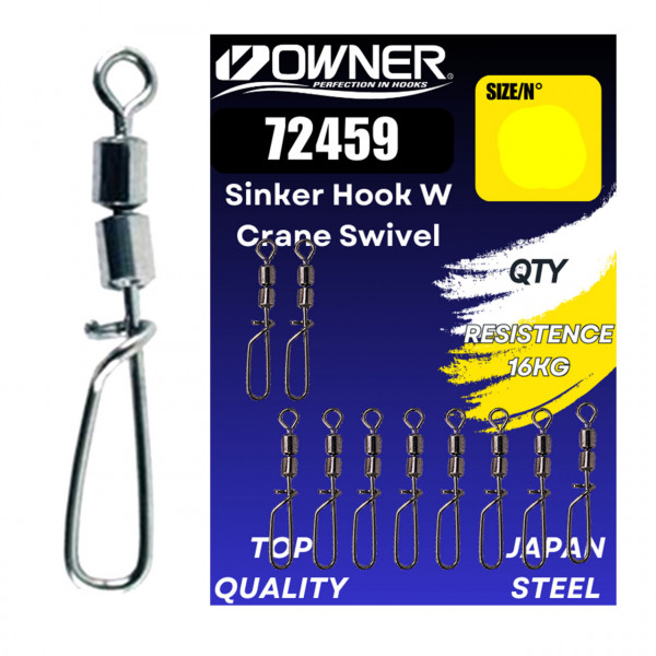 Vartej Agrafa Owner Amaz 72459 No.16 12.4kg Sinker Hook W Crane 10buc