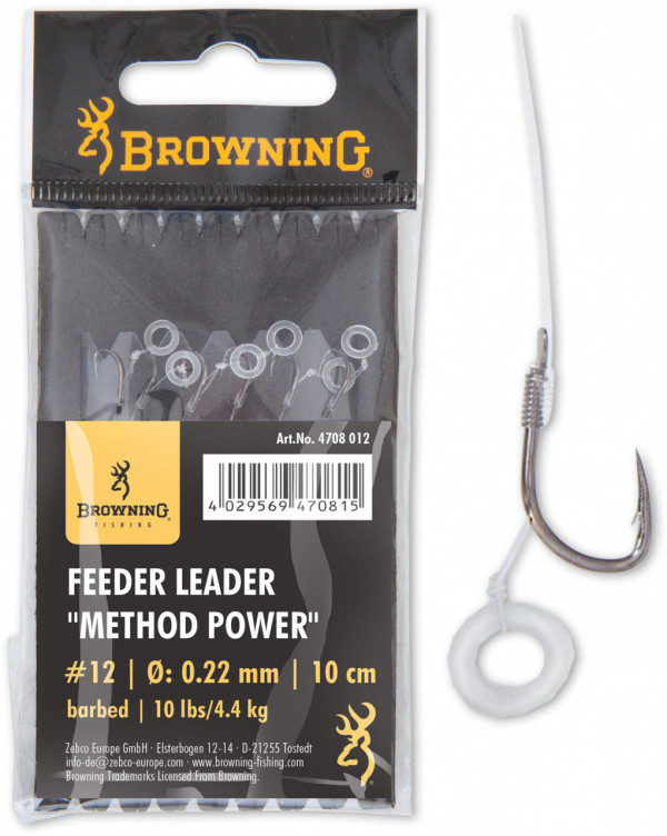 Carlige Legate Browning Barbless No.10 10cm 0.22mm Pellet Band Feeder Leader Method