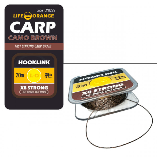 Hooklink x8 Orange Camo Brown 20lb 20m