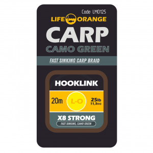 Hooklink x8 Orange Camo Green 25lb 20m