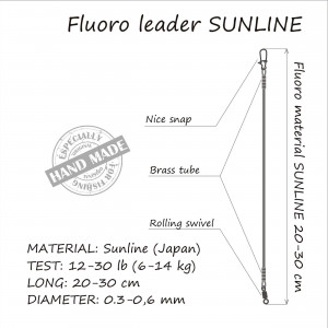 Struna Fluorocarbon Orange 9kg 25cm 0.50mm Fluoro Leader 2buc - Img 2