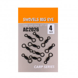 Vartej Rolling Orange No.7 Swivels Big Eye Negru Mat Ochet Mare 10buc - Img 1