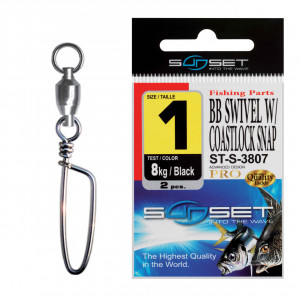 Agrafa Vartej Rulment Sunset ST-S-3807 No.4 45kg BB Swivel Coastlock Snap