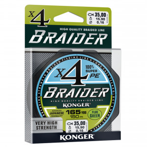 Fir Textil Konger Braider X4 0.14mm 14.5kg 150m Fluo Green - Img 2