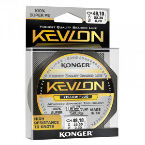 Fir Textil Konger Kevlon X4 0.25mm 30.1kg 150m Yellow Fluo - Img 2