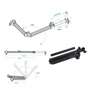 Feeder Arm Rive 41-89.5cm Compact pentru Scaun Modular D36 - Img 2