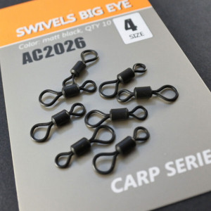 Vartej Rolling Orange No.7 Swivels Big Eye Negru Mat Ochet Mare 10buc - Img 3