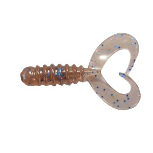 Grub Rock'N Bait Cultiva RB-1 17 Brown Blue Ring Twin Tail
