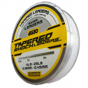 Fir Asso Tapered Shock Leader 0.20/0.57mm 2.72kg-20.41kg 15m Clear