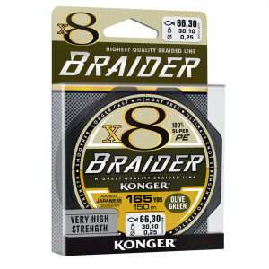 Fir Textil Konger Rigging Line Braider X8 0.14mm 17.5kg 10m Olive Green - Img 2