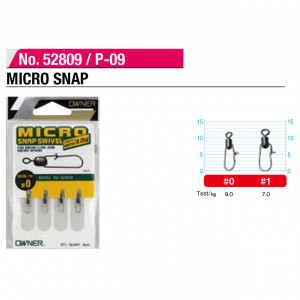 Vartej Agrafa Owner 52809 No.0 9kg Micro Snap Swivel