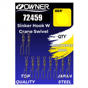 Vartej Agrafa Owner Amaz 72459 No.16 12.4kg Sinker Hook W Crane 10buc