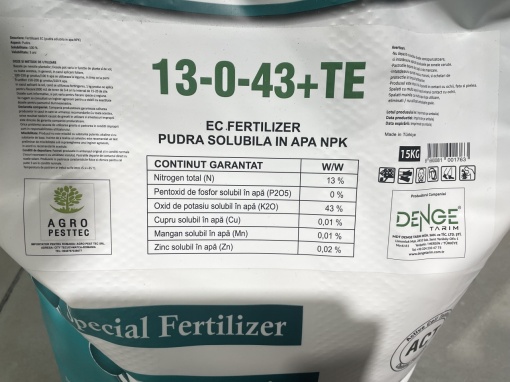 Nawóz Premium 13-0-43+TE Green Tech, rozpuszczalny w wodzie - Img 3