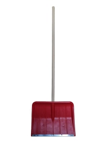 Łopata do śniegu 47×35cm plastik czerwony, krawędź metalowa, uchwyt 120cm "ORIG"
