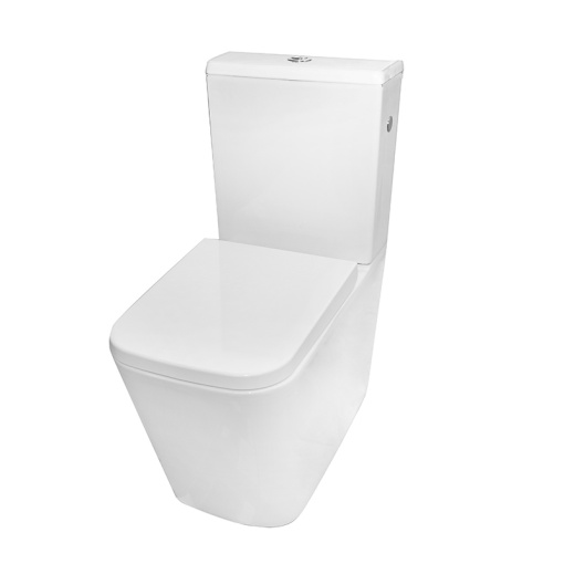 Set vas WC Fluminia, Paris, stativ, BTW, rimless cu rezervor si capac soft-close si easy off inclus
