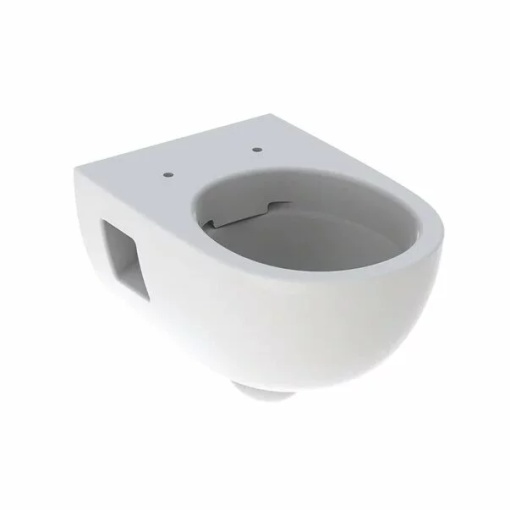 Vas wc suspendat Geberit Selnova Rimfree fara capac alb cu forma partial inchisa