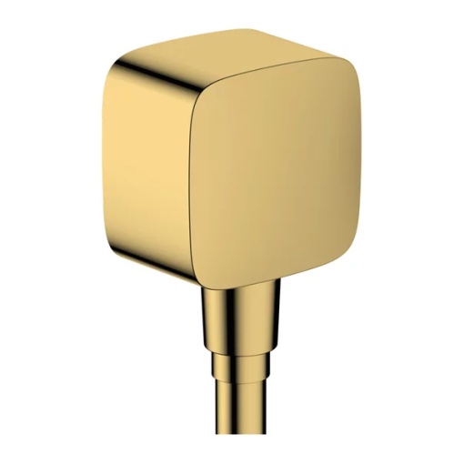 Cot conector dus Hansgrohe FixFit cu valva antireflux auriu lucios