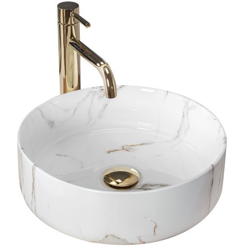 Lavoar De Blat REA SAMI AIAX SHINY, Dimensiuni 35.5 X 35.5 X 12 Cm, Montaj Pe Blat, Design Deosebit, Ceramica Sanitara, Alb