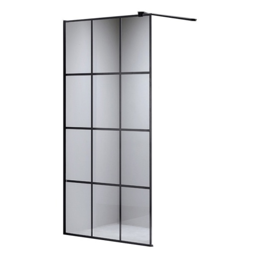 Perete de dus Walk-In SH04E , Dimensiune 110cm, Sticla securizata 8mm, Culoare Negru