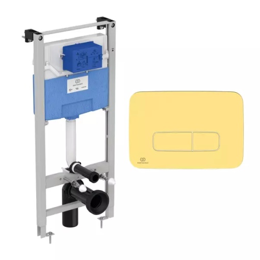 Set rezervor WC cu cadru Ideal Standard ProSys si clapeta Oleas M3 auriu periat