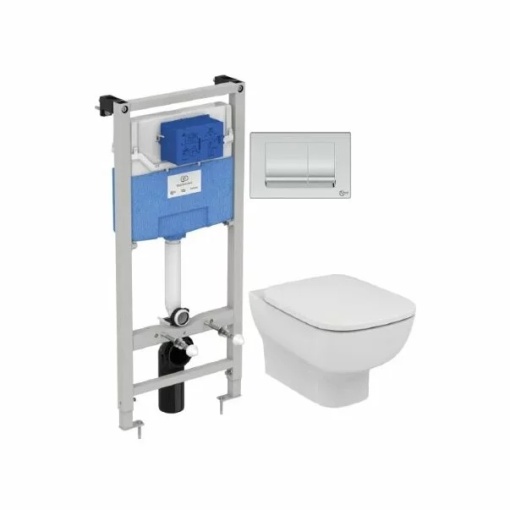 Set vas wc suspendat Ideal Standard Esedra AquaBlade cu capac inchidere lenta si rezervor Ideal Standard Prosys